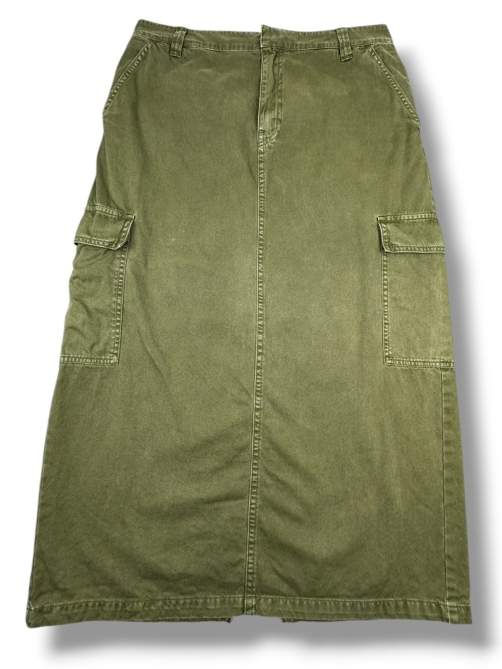 Madewell Olive Green Cotton Viscose Cargo Midi Skirt Size 29